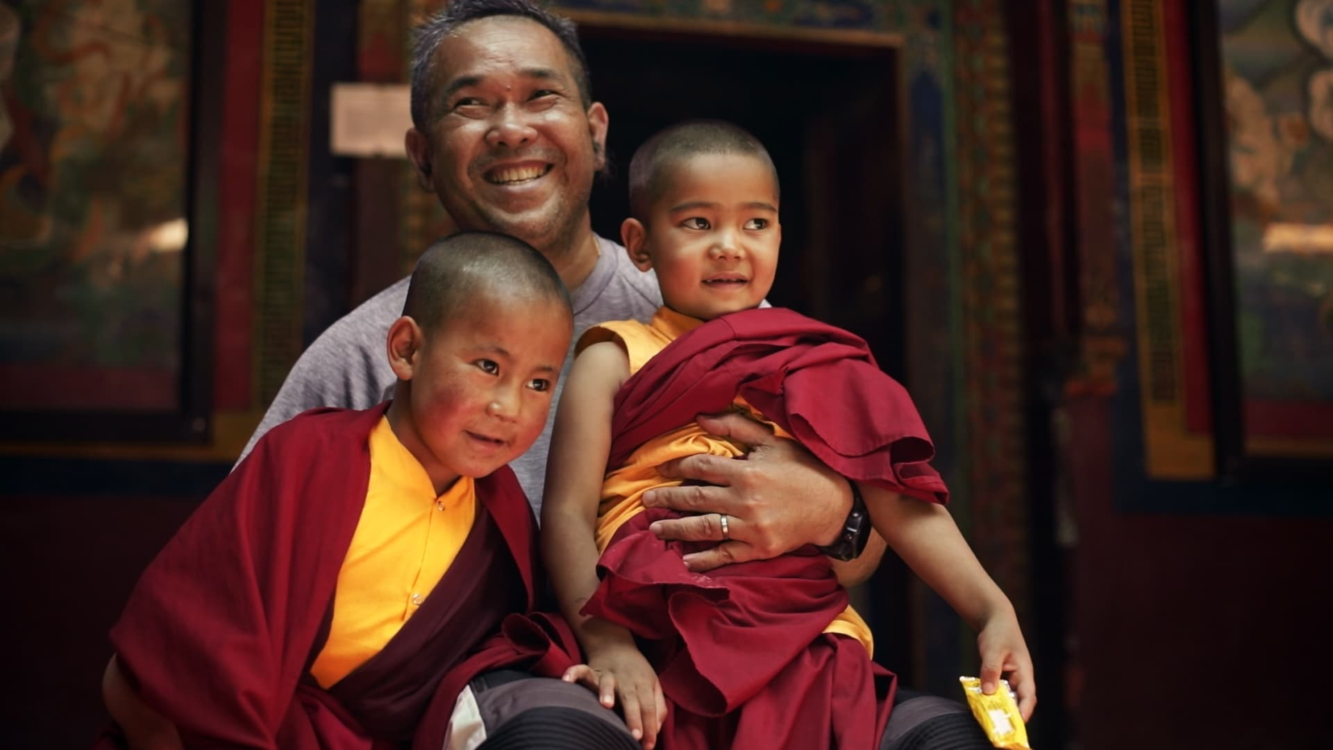 Riders with local hosts in traditional robes